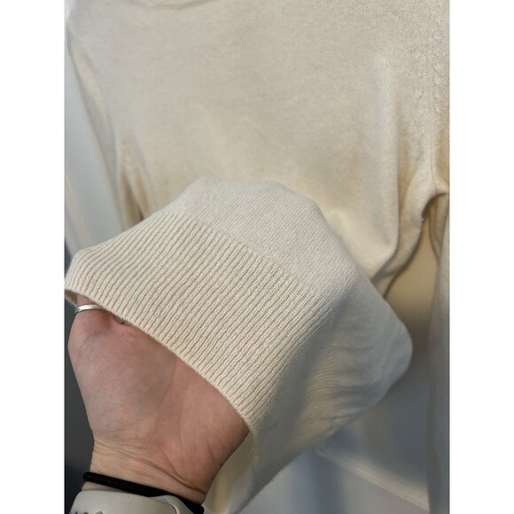 Quince Women's Mongolian Cashmere Crewneck Sweater Ivory Sleeved Top S - Picture 6 of 8